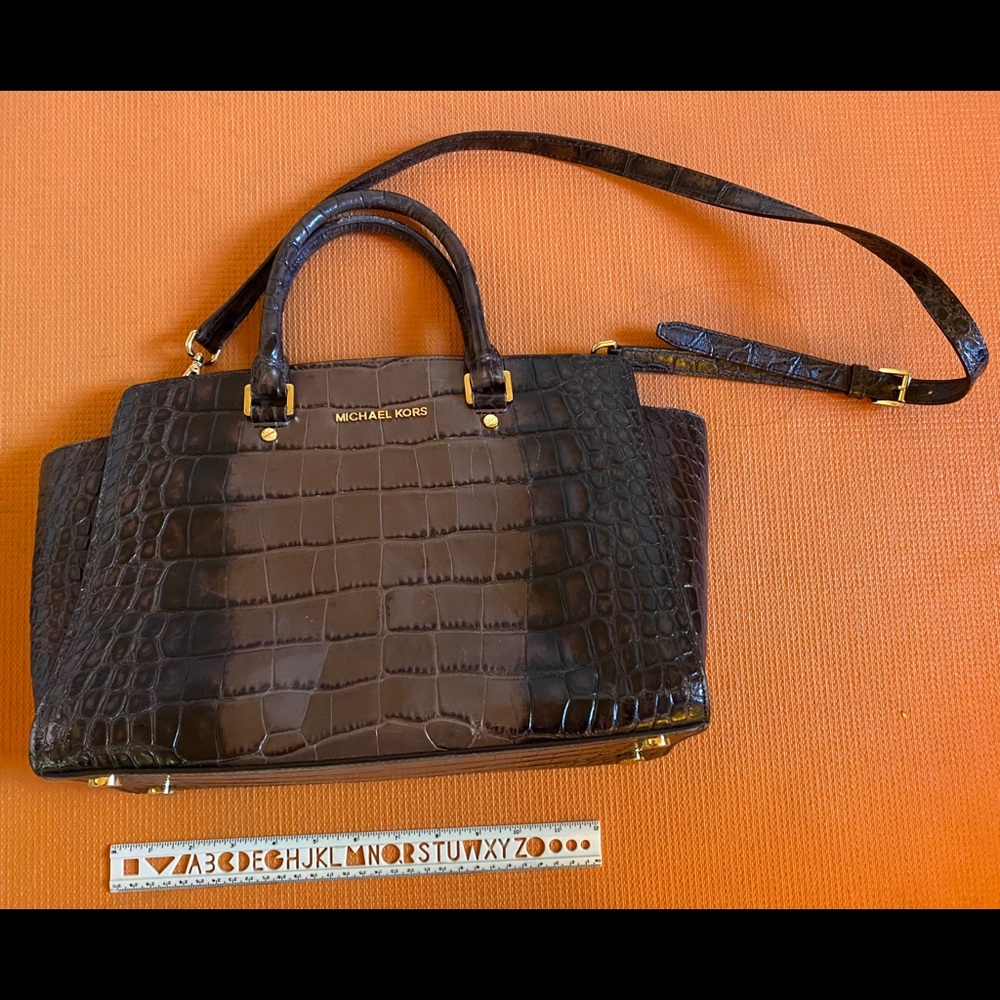 Michael Kors embossed leather crocodile-like